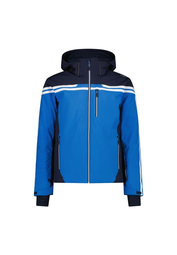 Kurtka narciarska z kapturem i zamkiem CMP. Typ kołnierza: kaptur. Kolor: niebieski. Sezon: zima. Sport: narciarstwo