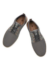 Szare Półbuty Rieker Eleganckie Obuwie Męskie. Okazja: na co dzień. Zapięcie: sznurówki. Kolor: szary. Materiał: skóra, jeans, guma. Sezon: lato. Styl: elegancki #4