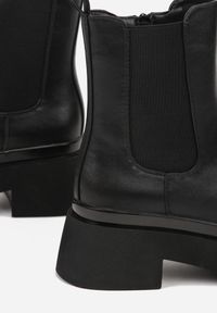 Born2be - Czarne Botki Sztyblety na Grubej Podeszwie Tevinda. Okazja: na spotkanie biznesowe, na co dzień. Kolor: czarny. Materiał: jeans. Sezon: jesień. Styl: biznesowy, casual #6