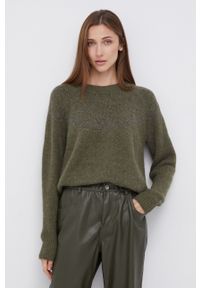 Mos Mosh - Sweter z domieszką wełny. Kolor: zielony. Materiał: wełna. Długość rękawa: długi rękaw. Długość: długie. Wzór: ze splotem #1