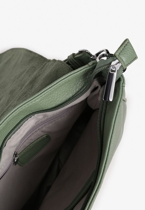 Born2be - Jasnozielona Torebka Listonoszka z Rączką i Paskiem Malanira. Kolor: zielony. Styl: elegancki, casual