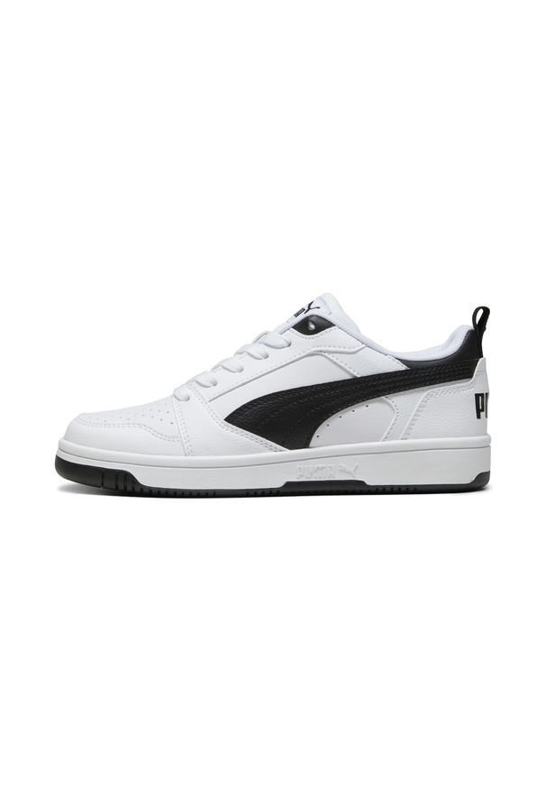 Puma - Młodzieżowe sneakersy Rebound V6 Lo PUMA White Black transparent. Kolor: czarny, biały, wielokolorowy. Sport: turystyka piesza