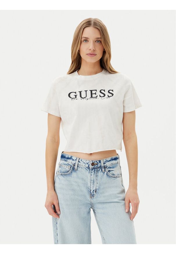 Guess T-Shirt V5GI19 I3Z14 Écru Regular Fit. Materiał: bawełna