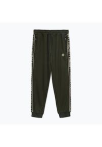 PITBULL - Spodnie męskie Pitbull Trackpants Tape Logo Terry Group. Kolor: zielony. Sport: fitness