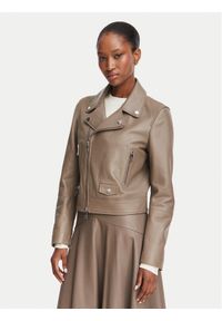 BOSS Kurtka skórzana Sayuri 50548471 Brązowy Regular Fit. Kolor: brązowy. Materiał: skóra #1