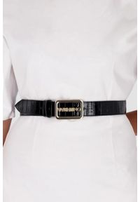 Valentino by Mario Valentino - VALENTINO Czarny pasek damski lakierowany Around Plaque Buckle Belt, Rozmiar S. Kolor: czarny. Materiał: lakier #2