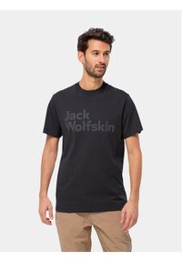 Jack Wolfskin T-Shirt Essential Logo T 1809591 Czarny Regular Fit. Kolor: czarny. Materiał: bawełna