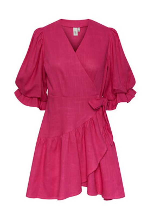 YAS Sukienka codzienna 26029985 Fioletowy Regular Fit. Okazja: na co dzień. Kolor: fioletowy. Materiał: len, wiskoza. Typ sukienki: proste. Styl: casual