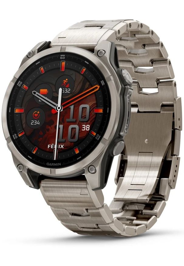 GARMIN - Zegarek sportowy Garmin Fenix 8 AMOLED Sapphire Titanium (010-02904-40). Styl: sportowy