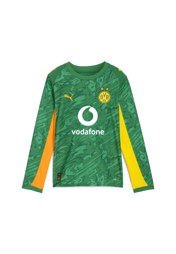 Puma - Młodzieżowa koszulka bramkarska z długim rękawem Borussia Dortmund 25/26 PUMA. Kolor: wielokolorowy, żółty, pomarańczowy, zielony. Materiał: tkanina. Długość rękawa: długi rękaw. Długość: długie. Sport: piłka nożna