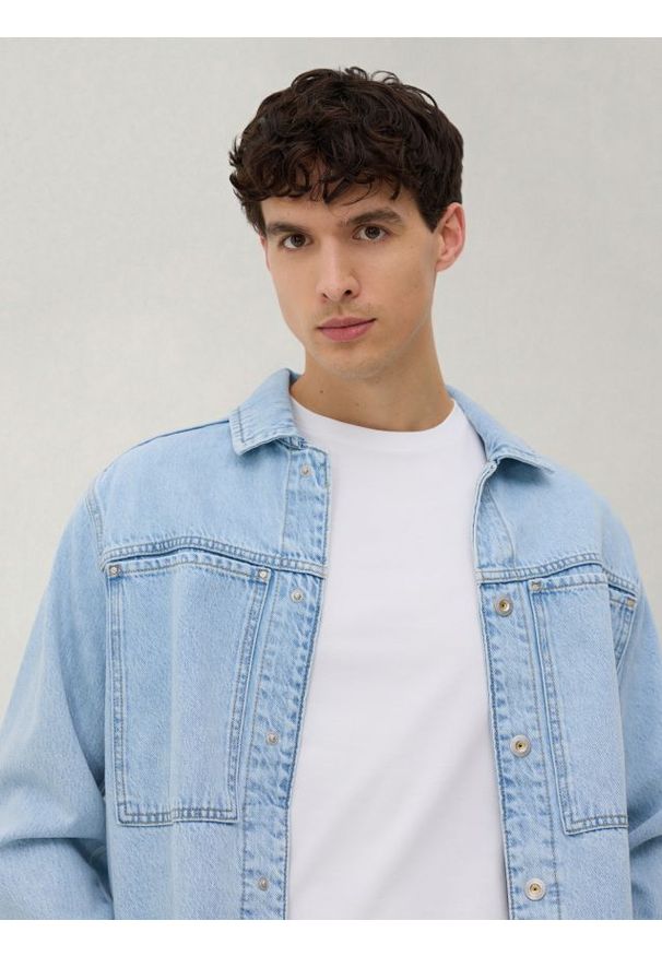 Reserved - T-shirt slim z bawełny pima - biały. Kolor: biały. Materiał: bawełna