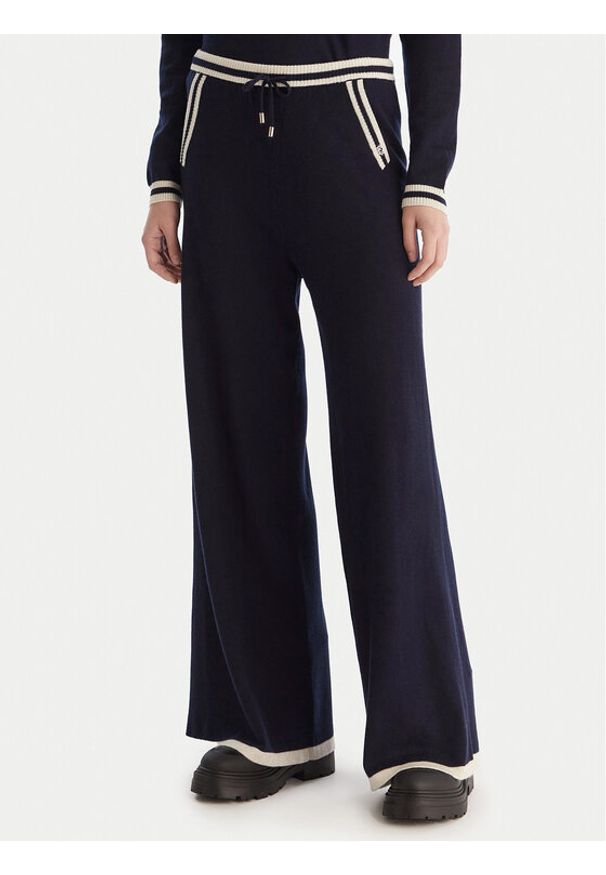 Gaudi Spodnie dzianinowe 521BD23001 Granatowy Wide Leg. Kolor: niebieski. Materiał: syntetyk