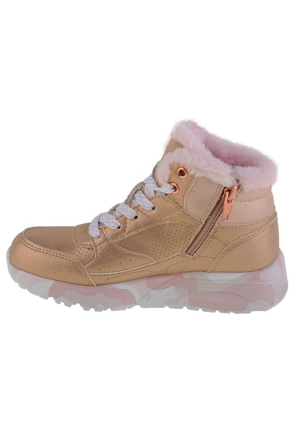 skechers - Buty do chodzenia dla dzieci Skechers Uno Lite-Camo Dazzle. Wysokość cholewki: za kostkę. Zapięcie: zamek. Kolor: żółty. Materiał: materiał, syntetyk. Szerokość cholewki: normalna. Sport: turystyka piesza