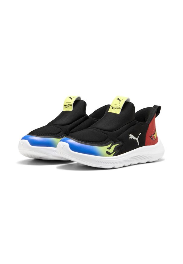 Puma - Dziecięce sneakersy Fun Racer 2 SLIPTECH PUMA × HOT WHEELS™ PUMA. Kolor: żółty, wielokolorowy, niebieski, czarny