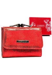 LORENTI - Portfel damski Lorenti 55287-CEK czerwony. Kolor: czerwony. Materiał: skóra