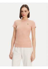 Lacoste T-Shirt TF5538 Pomarańczowy Slim Fit. Kolor: pomarańczowy. Materiał: bawełna