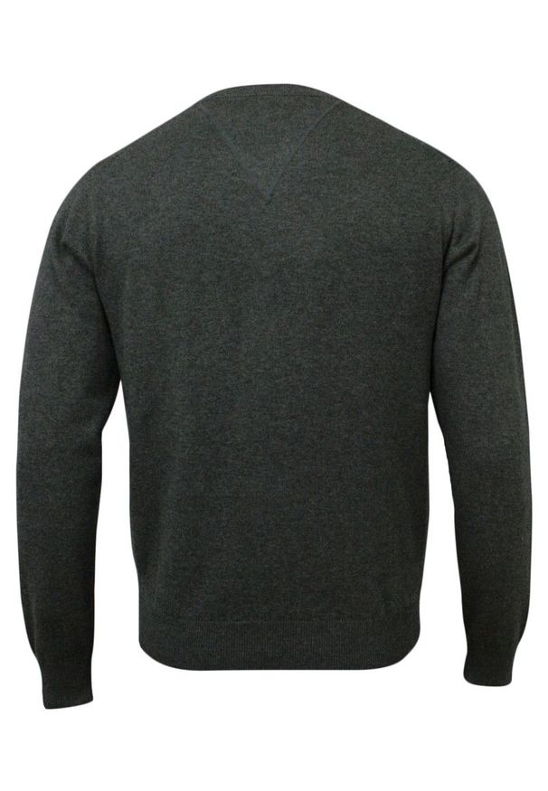 Adriano Guinari - Sweter Szary, Elegancki Męski Bawełniany (V-neck) - Dekolt w Serek. Okazja: na co dzień, na spotkanie biznesowe, do pracy. Typ kołnierza: dekolt w serek. Kolor: szary. Materiał: bawełna. Styl: elegancki
