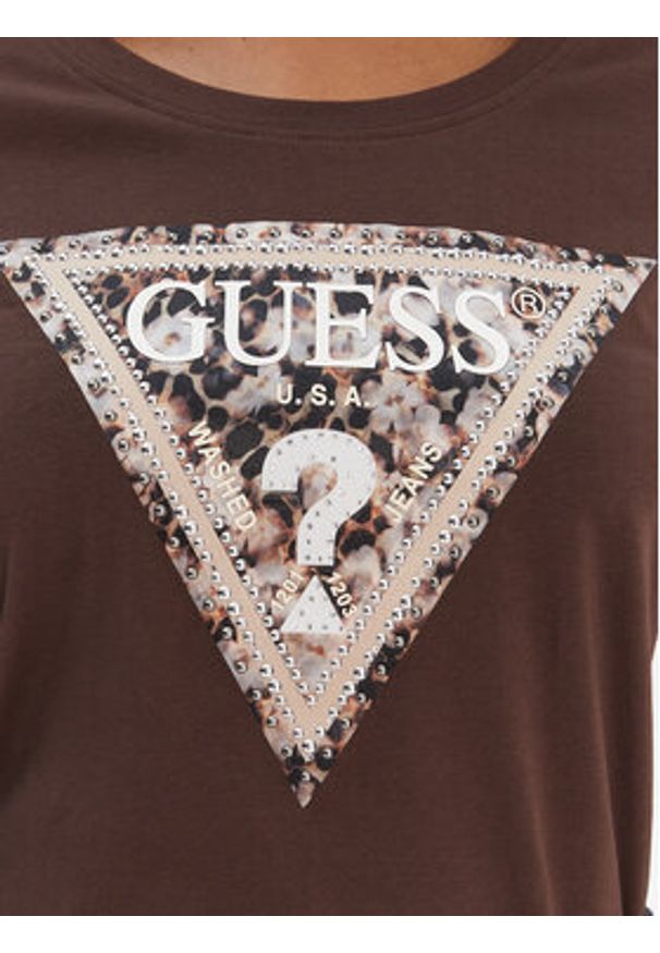 Guess Bluzka W6RI33 J1314 Brązowy Regular Fit. Kolor: brązowy. Materiał: bawełna