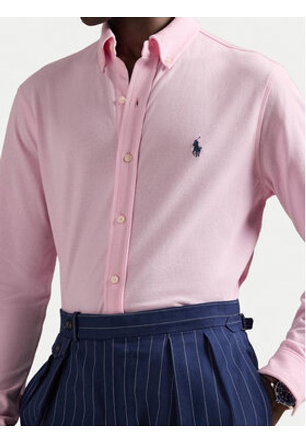 Polo Ralph Lauren Koszula 710654408101 Różowy Slim Fit. Typ kołnierza: polo. Kolor: różowy. Materiał: bawełna