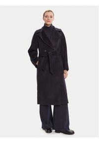 Weekend Max Mara Płaszcz wełniany Resina 2525016031 Granatowy Regular Fit. Kolor: niebieski. Materiał: wełna