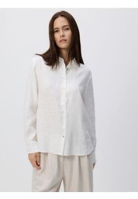 Reserved - Lniana koszula - biały. Kolor: biały. Materiał: len #1
