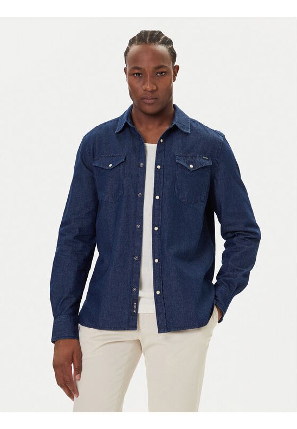 Mustang Koszula jeansowa Duver 1016950 Granatowy Regular Fit. Kolor: niebieski. Materiał: bawełna