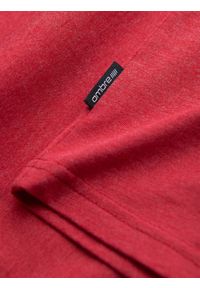 Ombre Clothing - Klasyczna męska bawełniana koszulka z dekoltem w serek BASIC – czerwony melanż V17. Typ kołnierza: dekolt w serek. Kolor: czerwony. Materiał: bawełna. Wzór: melanż. Styl: klasyczny #6