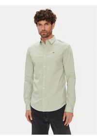 Tommy Jeans Koszula Original DM0DM04405 Zielony Slim Fit. Kolor: zielony. Materiał: bawełna
