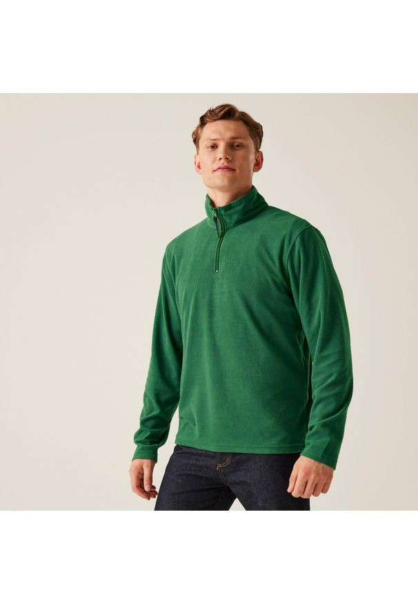Regatta - Polar roboczy męski Micro Zip Neck. Kolor: zielony. Materiał: polar. Sport: turystyka piesza