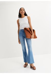 bonprix - Dżinsy Flared high-waist. Stan: podwyższony. Kolor: niebieski