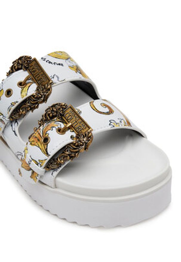 Versace Jeans Couture Klapki 78VA3SM1 ZS366 G03 Biały. Kolor: biały. Materiał: skóra