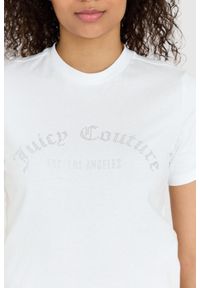 Juicy Couture - JUICY COUTURE Biały t-shirt damski z diamentowym logo. Kolor: biały
