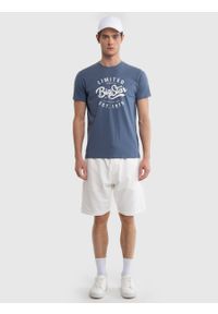 Big-Star - Koszulka męska bawełniana z nadrukiem niebieska Ratow 401. Okazja: na spacer, na plażę. Kolor: niebieski. Materiał: bawełna. Wzór: nadruk. Sezon: lato. Styl: klasyczny, wakacyjny #4