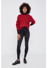 Pepe Jeans - Sweter Megan. Kolor: czerwony. Materiał: dzianina. Długość rękawa: długi rękaw. Długość: długie. Wzór: ze splotem #5