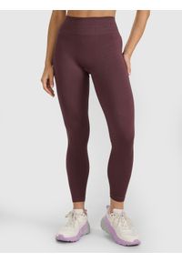 4f - 4F Legginsy treningowe bezszwowe damskie - brązowe XS/S. Stan: podwyższony. Kolor: brązowy. Materiał: dzianina, materiał, syntetyk, włókno, elastan. Wzór: gładki, ze splotem. Sport: fitness
