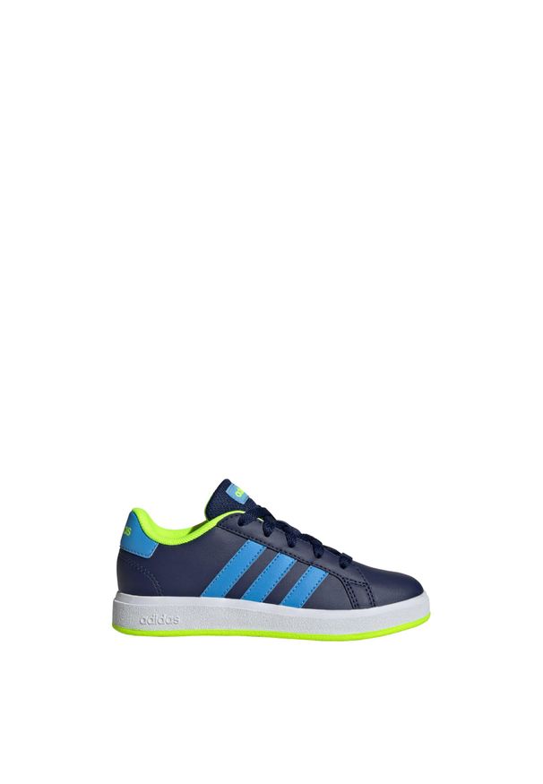 Adidas - Buty Grand Court Lifestyle Tennis Lace-Up. Kolor: wielokolorowy, niebieski, żółty. Materiał: materiał. Sport: turystyka piesza