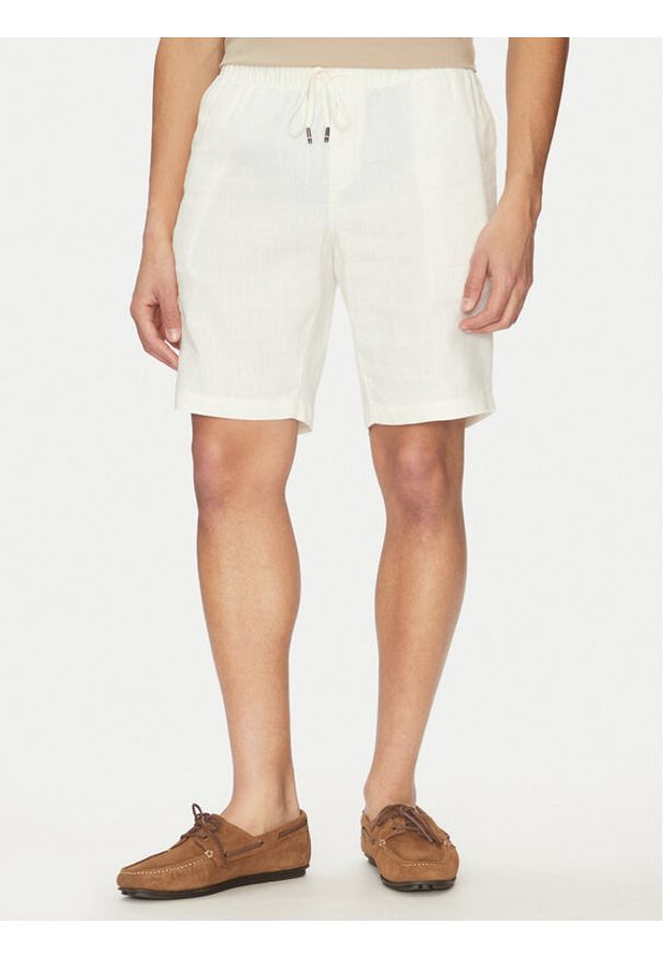 TOMMY HILFIGER - Tommy Hilfiger Szorty materiałowe Harlem MW0MW37804 Écru Regular Fit. Materiał: len