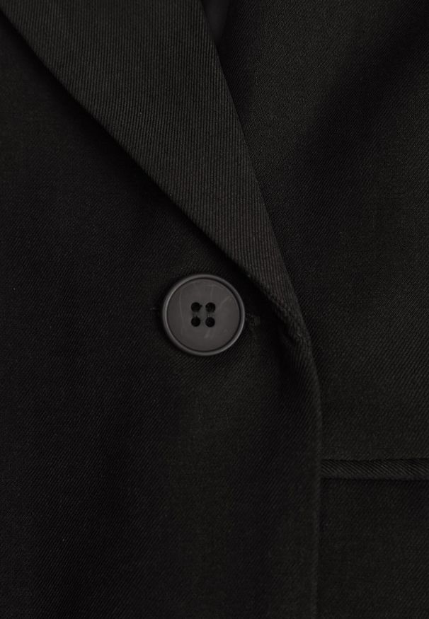 Born2be - Czarna Dwurzędowa Marynarka w Stylu Oversize Clazara. Okazja: do pracy, na co dzień, na spotkanie biznesowe. Kolor: czarny. Materiał: jeans, poliester. Styl: biznesowy, casual