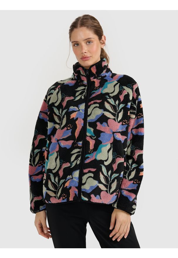 4f - 4F Polar ze stójką oversize damski - multikolor L. Typ kołnierza: kołnierzyk stójkowy. Kolekcja: plus size. Kolor: wielokolorowy. Materiał: polar. Sezon: zima