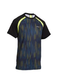 ARTENGO - T-Shirt 500 Jr czar-żół.. Kolor: czarny, wielokolorowy, żółty. Materiał: poliester, elastan, materiał. Sport: tenis