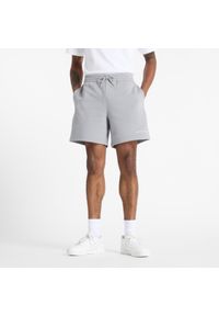 Spodenki męskie New Balance MS51506YST – szare. Kolor: szary. Materiał: dresówka, bawełna, materiał, poliester