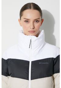 columbia - Columbia kurtka Puffect Color Block Jkt damska kolor beżowy zimowa 1955101. Kolor: beżowy. Materiał: tkanina, syntetyk, materiał, puch. Wzór: ze splotem. Sezon: zima #3