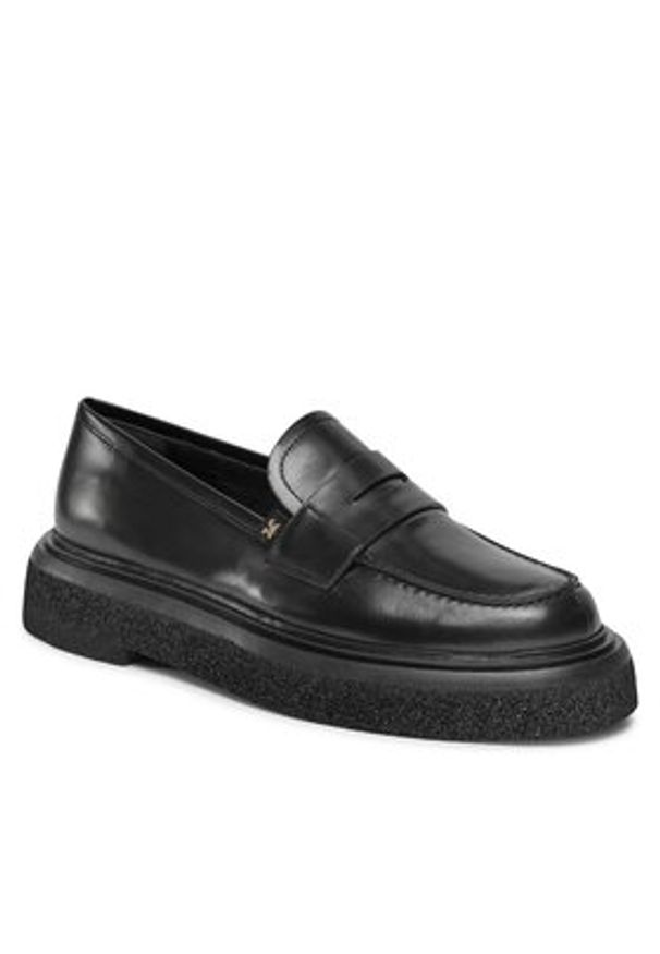 Max Mara Loafersy Crepeloafer 23452619336 Czarny. Kolor: czarny. Materiał: skóra