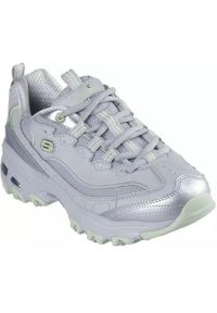 skechers - Buty do chodzenia damskie Skechers D'lites. Kolor: szary. Materiał: materiał, skóra, syntetyk. Szerokość cholewki: normalna. Sport: turystyka piesza
