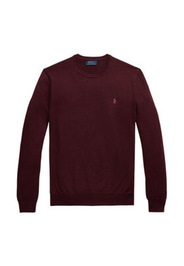 Polo Ralph Lauren Sweter 710946143005 Bordowy Slim Fit. Typ kołnierza: polo. Kolor: czerwony. Materiał: wełna
