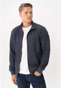 Volcano - Bawełniana bluza męska B-SWED. Okazja: na co dzień. Typ kołnierza: kołnierzyk stójkowy. Kolor: niebieski. Materiał: bawełna. Wzór: melanż, gładki. Styl: klasyczny, casual #1