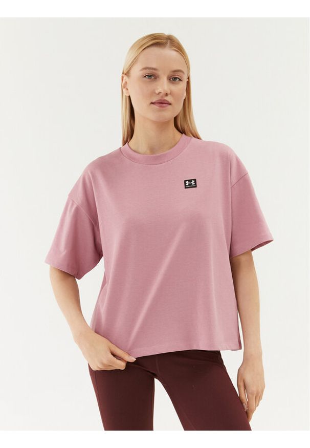 Under Armour T-Shirt Ua W Logo Lc Oversized Hw Ss 1379948 Różowy Loose Fit. Kolor: różowy. Materiał: bawełna