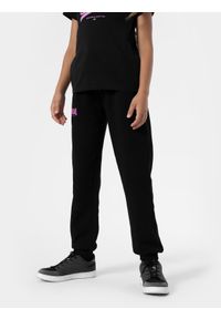 4F JUNIOR - Spodnie dresowe joggery dziewczęce. Kolor: czarny. Materiał: dresówka