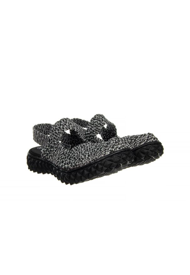 Sandały Rock Over Sandal Sashiko Cashmere 032863, Czarny/Biały, Materiał. Zapięcie: pasek. Kolor: czarny. Materiał: tkanina. Sezon: lato, wiosna. Styl: rockowy
