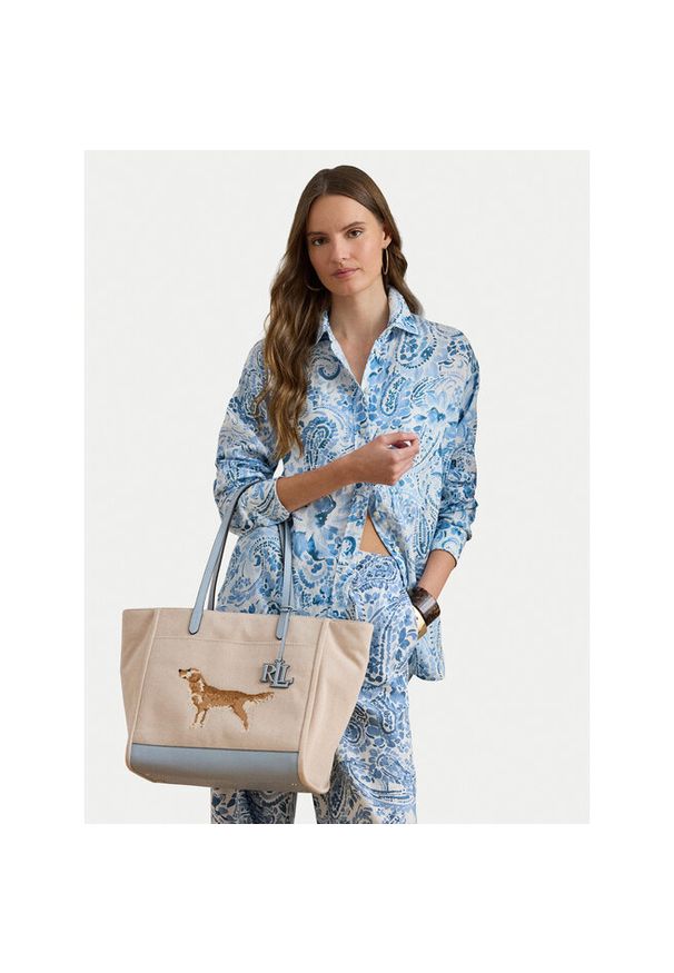 Lauren Ralph Lauren - Torebka LAUREN RALPH LAUREN. Kolor: beżowy